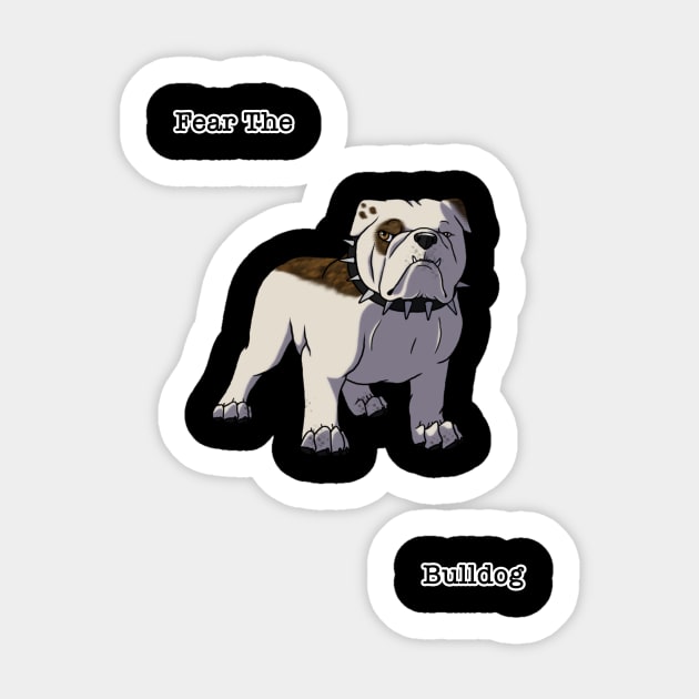 Fear The Bulldog Sticker by Mousey